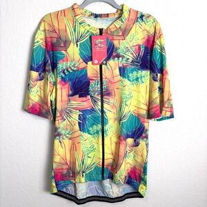 NWT Miloto Pro Outdoor Sports Tropical Leaf Print Men's Cycling Jersey Top 5XL